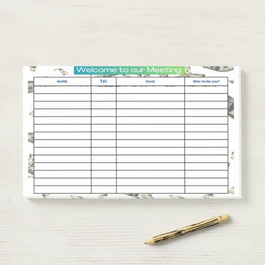 VERWELKOM AAN ONZE VERGADERING POST-IT® NOTES (Op bureau)