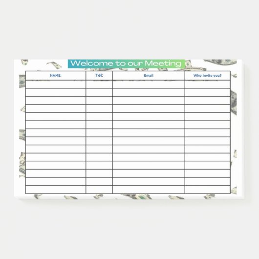 VERWELKOM AAN ONZE VERGADERING POST-IT® NOTES (Voorkant)