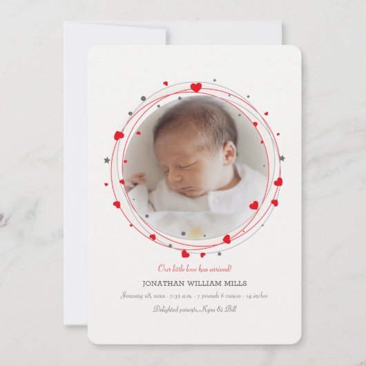 Verwelkomd met liefde Foto geboorte aankondiging (Voorkant)