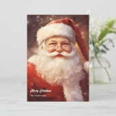 Verwelkomde klassieke Kerstman glimlachend rood pe Feestdagenkaart (Staand voorkant)