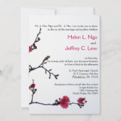 verwelkomend lente Sakura Double Happiness Wedding Kaart (Achterkant)