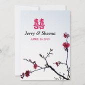 verwelkomend lente Sakura Double Happiness Wedding Kaart (Voorkant)