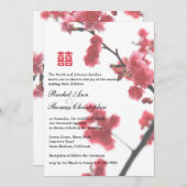 verwelkomend lente Sakura Double Happiness Wedding Kaart (Voorkant / Achterkant)
