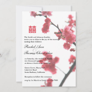 verwelkomend lente Sakura Double Happiness Wedding Kaart