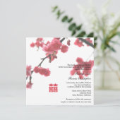 verwelkomend lente Sakura Double Happiness Wedding Kaart (Staand voorkant)