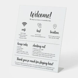 Verwelkomingsbord voor verhuur, bewerkbaar Airbnb Reclamebord Met Voetstuk