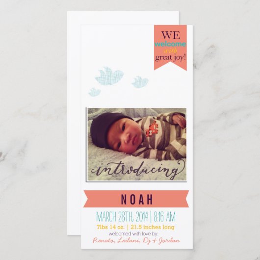 Verwelkomt met grote vreugde!* Geboorteaankondigin Aankondiging (Voorkant / Achterkant)