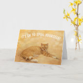 Verwen jezelf Grappige Kattenkanker Kaart (Gele Bloem)