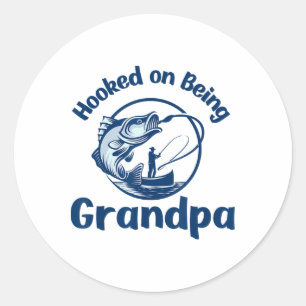 Verwend aan het grandpa vissen ronde sticker