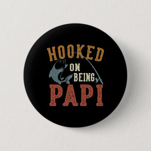 Verwend aan het zijn van Papi Vaderdag Vissen Papi Ronde Button 5,7 Cm