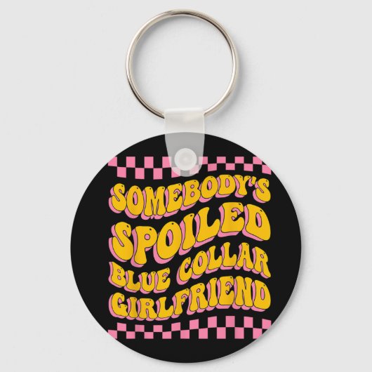 Verwend Blauwe Kraag Vriendin Groovy Moederdag Sleutelhanger (Voorkant)