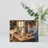 Verwende Kat Gourmetbuffet Briefkaart (Staand voorkant)
