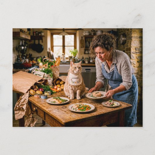 Verwende Kat Gourmetbuffet Briefkaart (Voorkant)