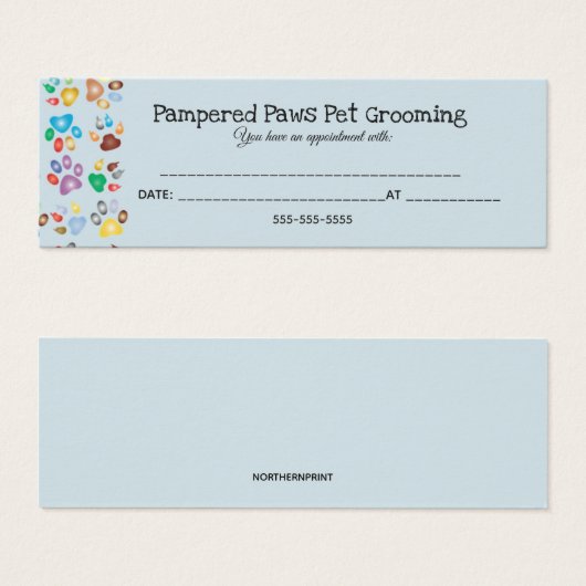 Verwende Paws Pet Grooming Afspraakkaarten Mini Visitekaartjes (Voorkant /achterkant)