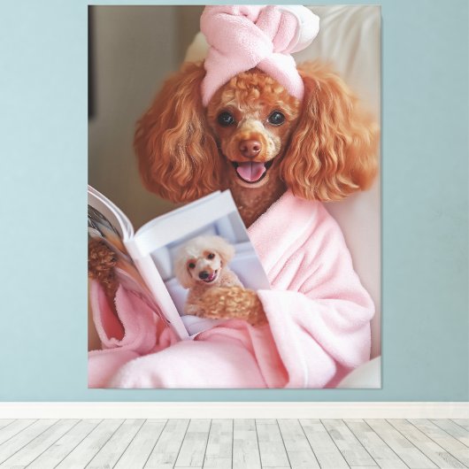 Verwende Poedel Leesdag Canvas Afdruk (Insitu (Houten vloer))