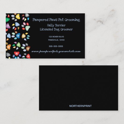 Verwende Pootjes Kleurrijke Hondentrimmer Visitekaartje (Voorkant / Achterkant)