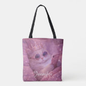 Verwende prinses kat sms'en in bed tote bag (Achterkant)