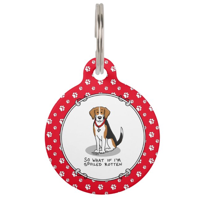 Verwende Rotte Beagle (driekleurig 3) Hond Grappig Huisdierpenning (Voorkant)