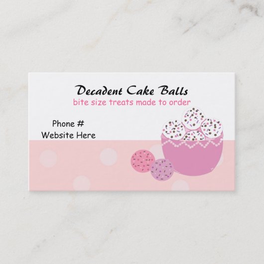Verwendige cake balls visitekaartje (Voorkant)
