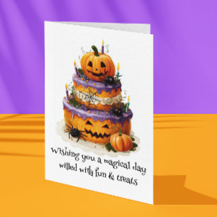 Verwenst een Magische Dag Halloween verjaardagstaa Kaart