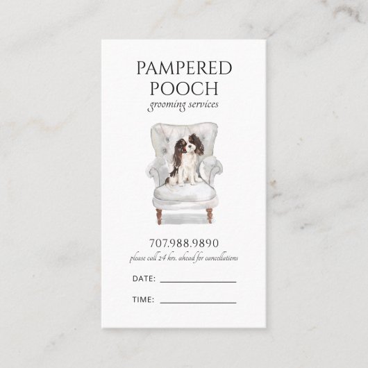 Verwenste Pooch Dog Spa Grooming Afsprakenkaartje (Voorkant)