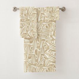 Verwerk licht bruin of beige en wit bad handdoek