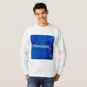 Verwerking op blauwe achtergrond t-shirt (Voorkant volledig)