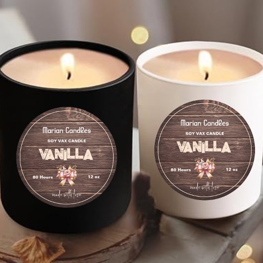 verwerkt product Floral Rustisch hout Ronde Sticker