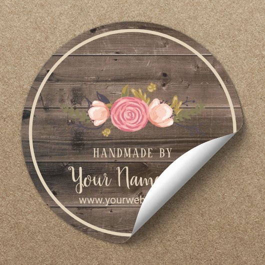  verwerkt product Floral Rustisch hout Ronde Sticker