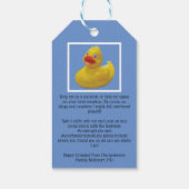 Verwervende eend met cruiseschip cadeaulabel (Achterkant)