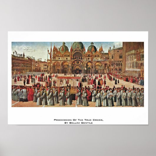 Verwerving van het ware kruis door Bellini Gentile Poster (Voorkant)