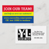 Verwerving van hulp wilde baan visitekaartje (Voorkant / Achterkant)