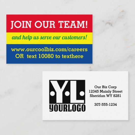 Verwerving van hulp wilde baan visitekaartje (Voorkant / Achterkant)