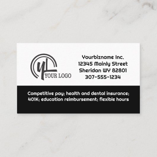 Verwerving van hulp wilde baan visitekaartje (Achterkant)