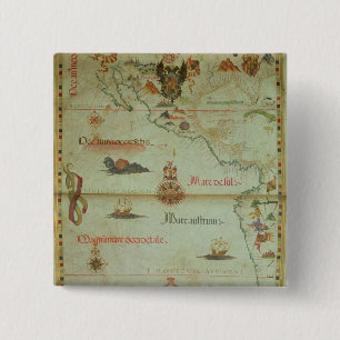 Verwerving van Mexico en Peru Vierkante Button 5,1 Cm