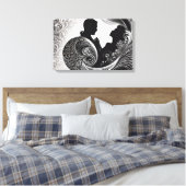 Verweven in Forever: Black & White Kiss Art Canvas Afdruk (Insitu (Slaapkamer))