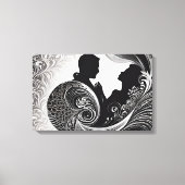 Verweven in Forever: Black & White Kiss Art Canvas Afdruk (Voorkant)
