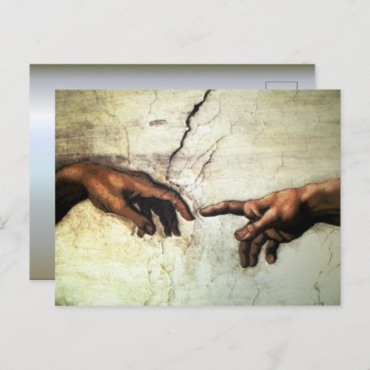 Verwezenlijking van Adam - Handen Michelangelo Briefkaart (Voorkant / Achterkant)