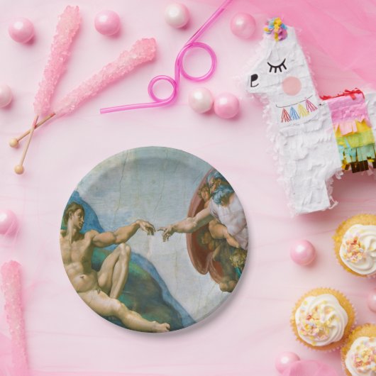 Verwezenlijking van Adam - Michelangelo 1475 - Papieren Bordje (Feest)