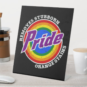 Verwijder hardnekkige Oranje vlekken Pride Month L Reclamebord Met Voetstuk