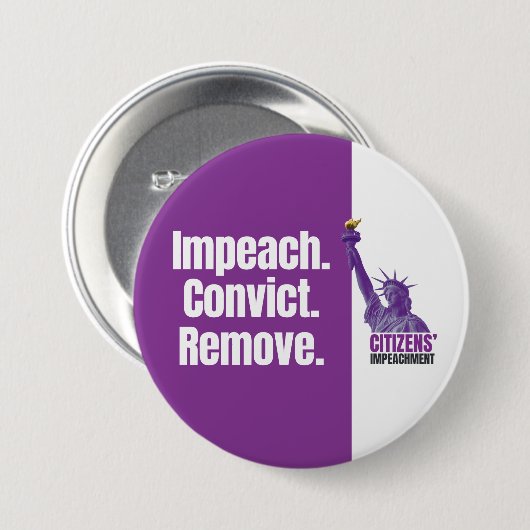 Verwijder knop voor impeachment veroordeling ronde button 7,6 cm (Voorkant /achterkant)