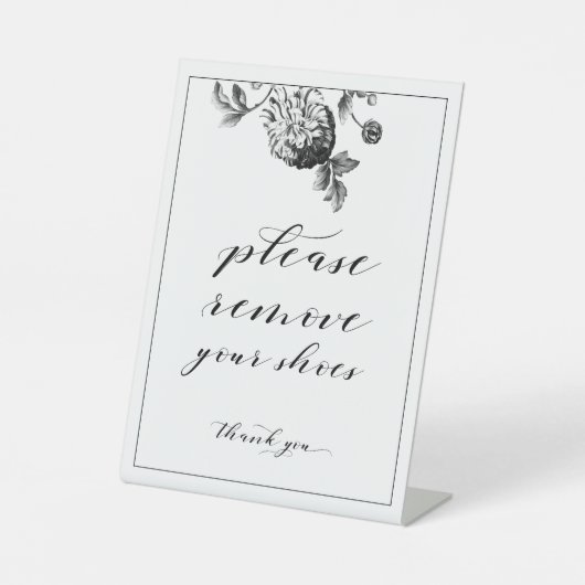 Verwijder uw schoenen. reclamebord met voetstuk (Voorkant)