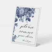 Verwijder uw schoenen. reclamebord met voetstuk (Voorkant)