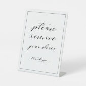 Verwijder uw schoenen. reclamebord met voetstuk (Voorkant)