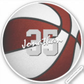 Verwijderbare maroon witte basketbal sport sticker (Voorkant)