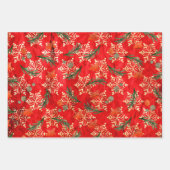 VERWIJDERDE RODE CHRISTMAS HOLIDAY GREENERY INPAKPAPIER VEL (Voorkant 3)