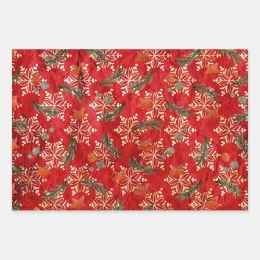 VERWIJDERDE RODE CHRISTMAS HOLIDAY GREENERY INPAKPAPIER VEL (Voorkant 3)