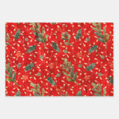 VERWIJDERDE RODE CHRISTMAS HOLIDAY GREENERY INPAKPAPIER VEL (Voorkant 2)