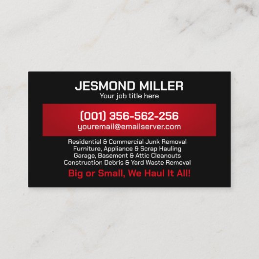 Verwijderen en ophalen van rommel - Junk Ninjas Visitekaartje (Achterkant)