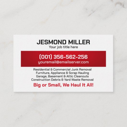 Verwijderen en ophalen van rommel - Junk Ninjas Visitekaartje (Achterkant)